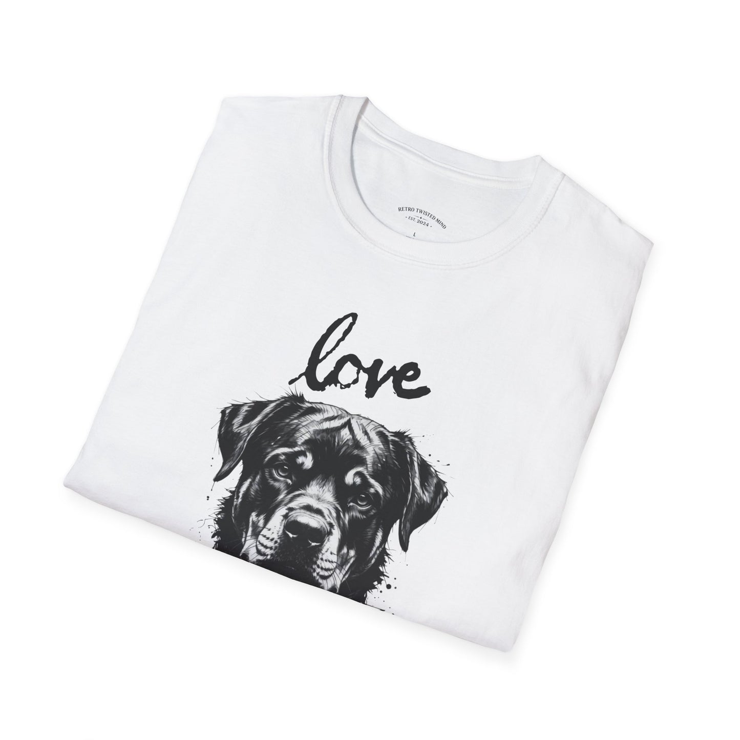 Love Rottweiler T-Shirt — Vintage Black Dog Portrait Tee for Dog Lovers