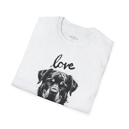 Love Rottweiler T-Shirt — Vintage Black Dog Portrait Tee for Dog Lovers