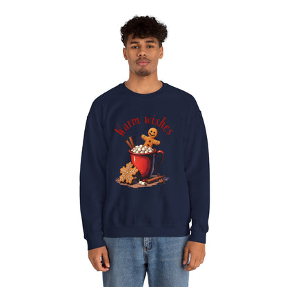 Crewneck Sweatshirt — "Warm Wishes" Hot Cocoa & Gingerbread Holiday Design