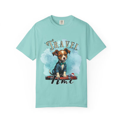 Travel Time Dog Graphic Unisex T-Shirt - Perfect for Pet Lovers and Travel Enthusiasts