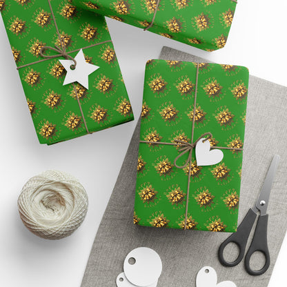Wrapping Paper — Green Poinsettia Pattern Holiday Gift Wrap