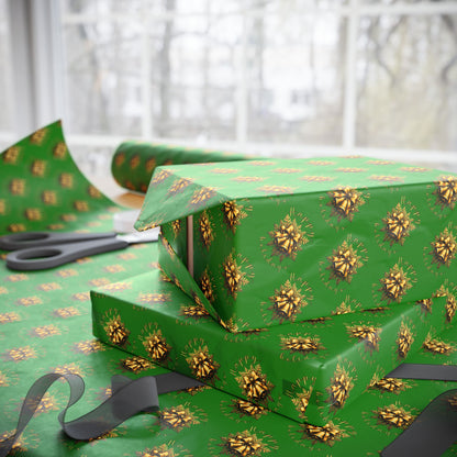 Wrapping Paper — Green Poinsettia Pattern Holiday Gift Wrap