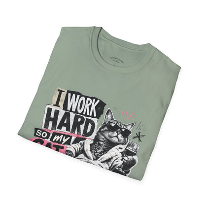 Cat Graphic T-Shirt — "I Work Hard So My Cat Can Live the Lifestyle I Deserve"