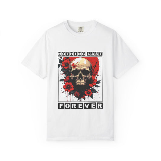 Edgy Skull Graphic T-Shirt - Unique Casual Wear, Unisex Streetwear, Gift for Music Lovers, Halloween Costume, Forever Quote Tee