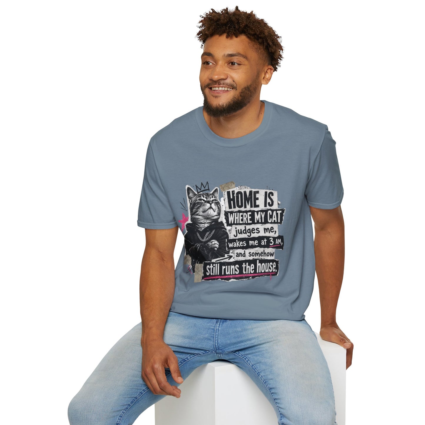 Cat T-Shirt — "Home Is Where My Cat Judges Me" Funny Graphic Tee