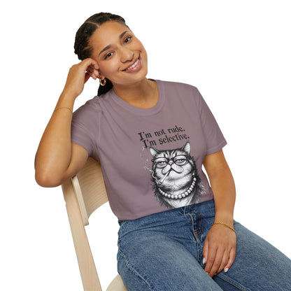 Cat Graphic T‑Shirt — "I'm Not Rude, I'm Selective" Funny Cat Tee