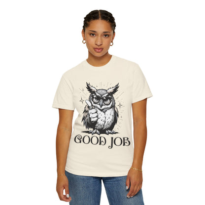 Good Job Owl T-Shirt — Thumbs-Up Retro Owl Graphic Tee