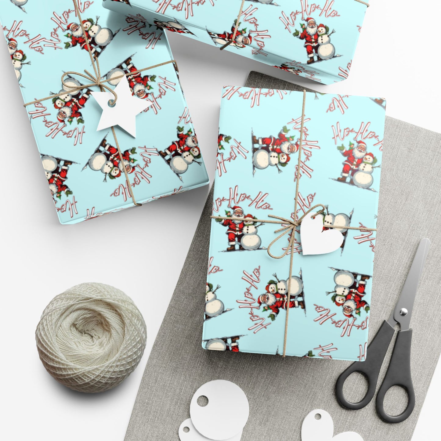 Christmas Snowman Gift Wrap Paper – Light Blue Holiday Wrapping Sheets