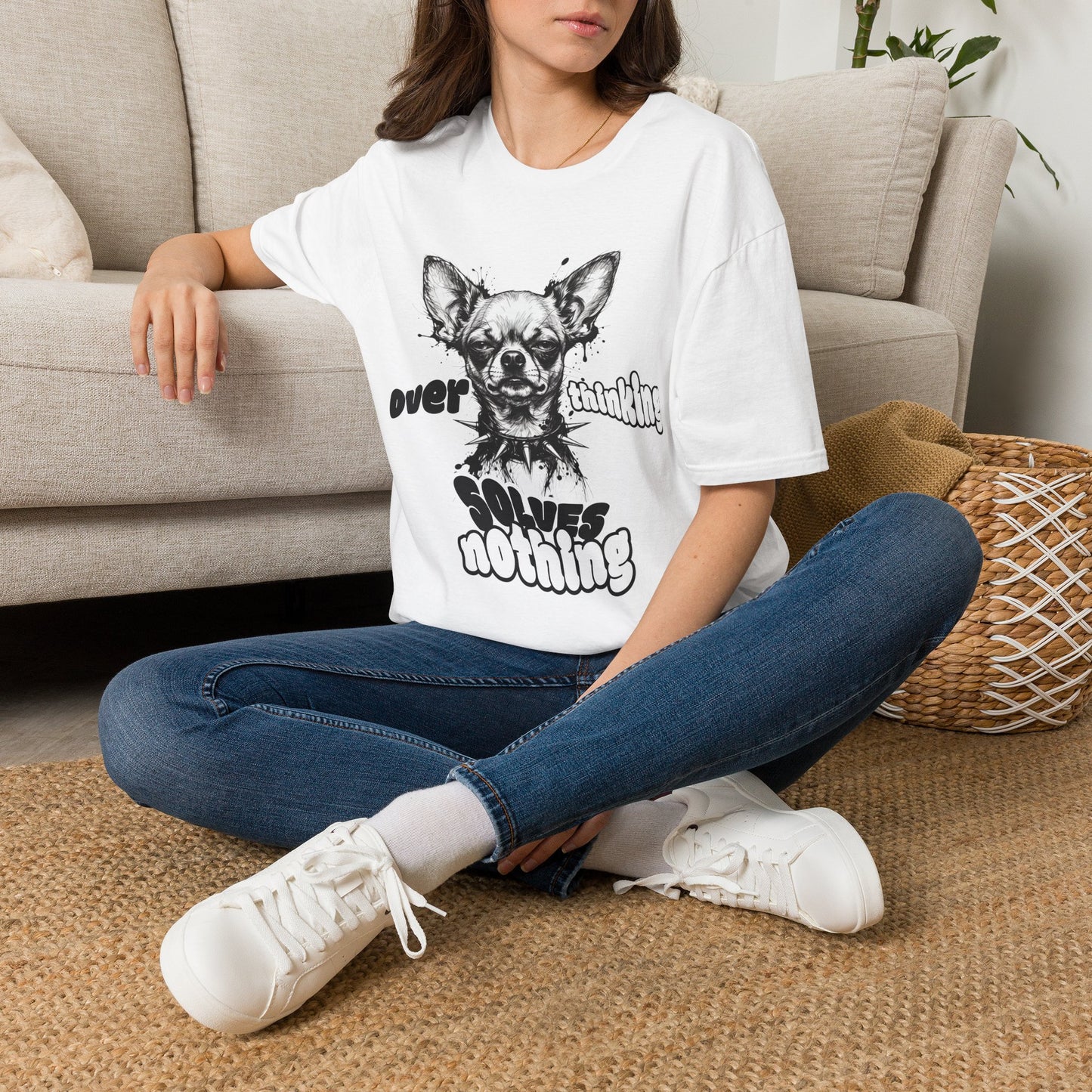 Chihuahua 'Overthinking Solves Nothing' Graphic T-Shirt