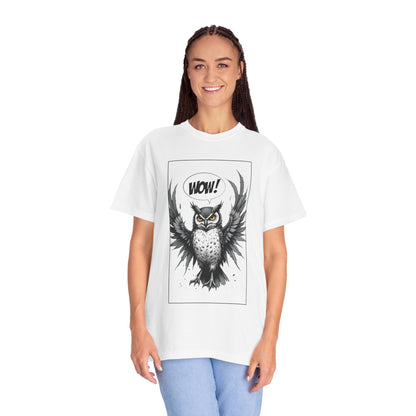 Owl Graphic T-Shirt — 'WOW!' Illustrated Night Owl Tee