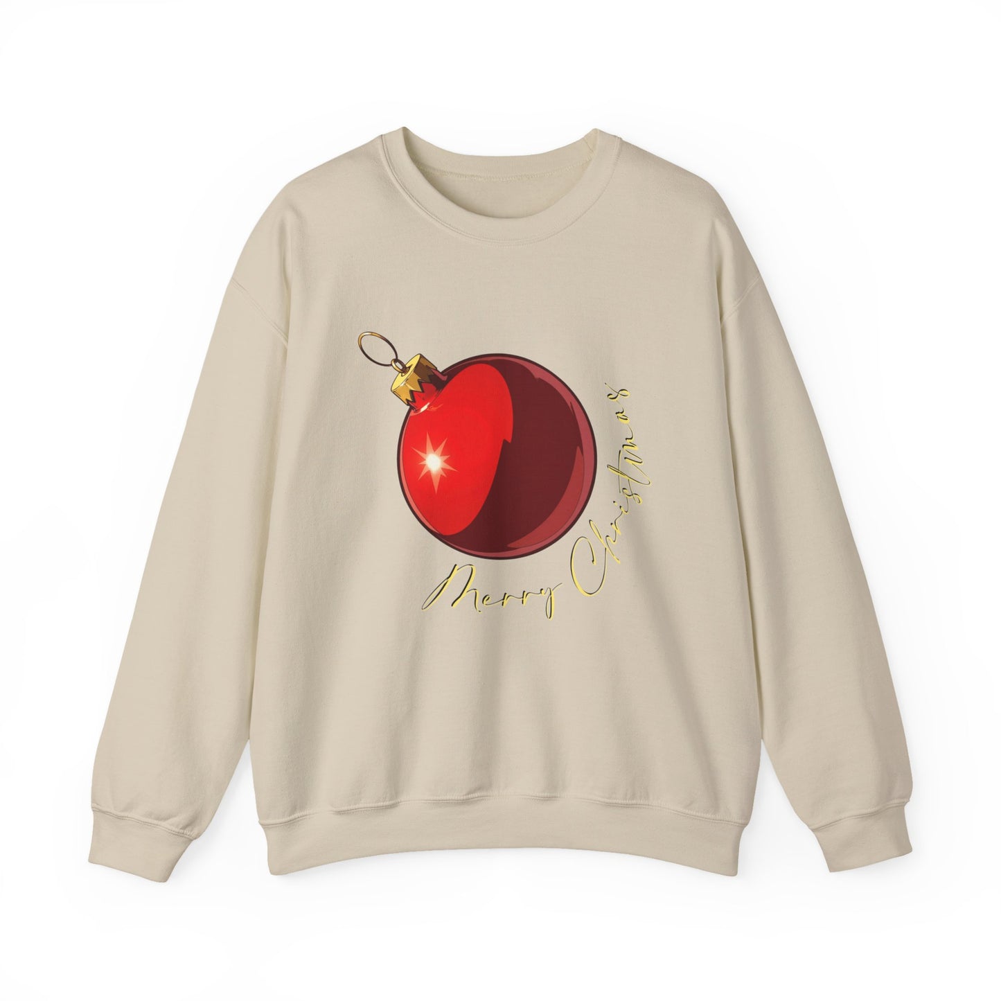 Christmas Ornament Crewneck Sweatshirt — Red Bauble "Merry Christmas" Holiday Sweater