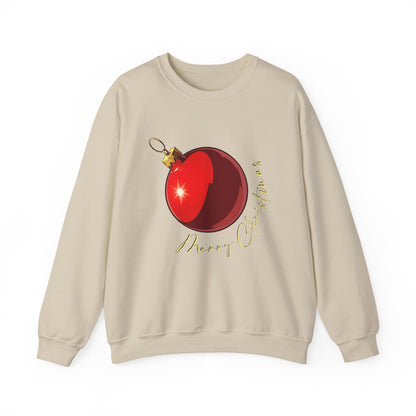 Christmas Ornament Crewneck Sweatshirt — Red Bauble "Merry Christmas" Holiday Sweater