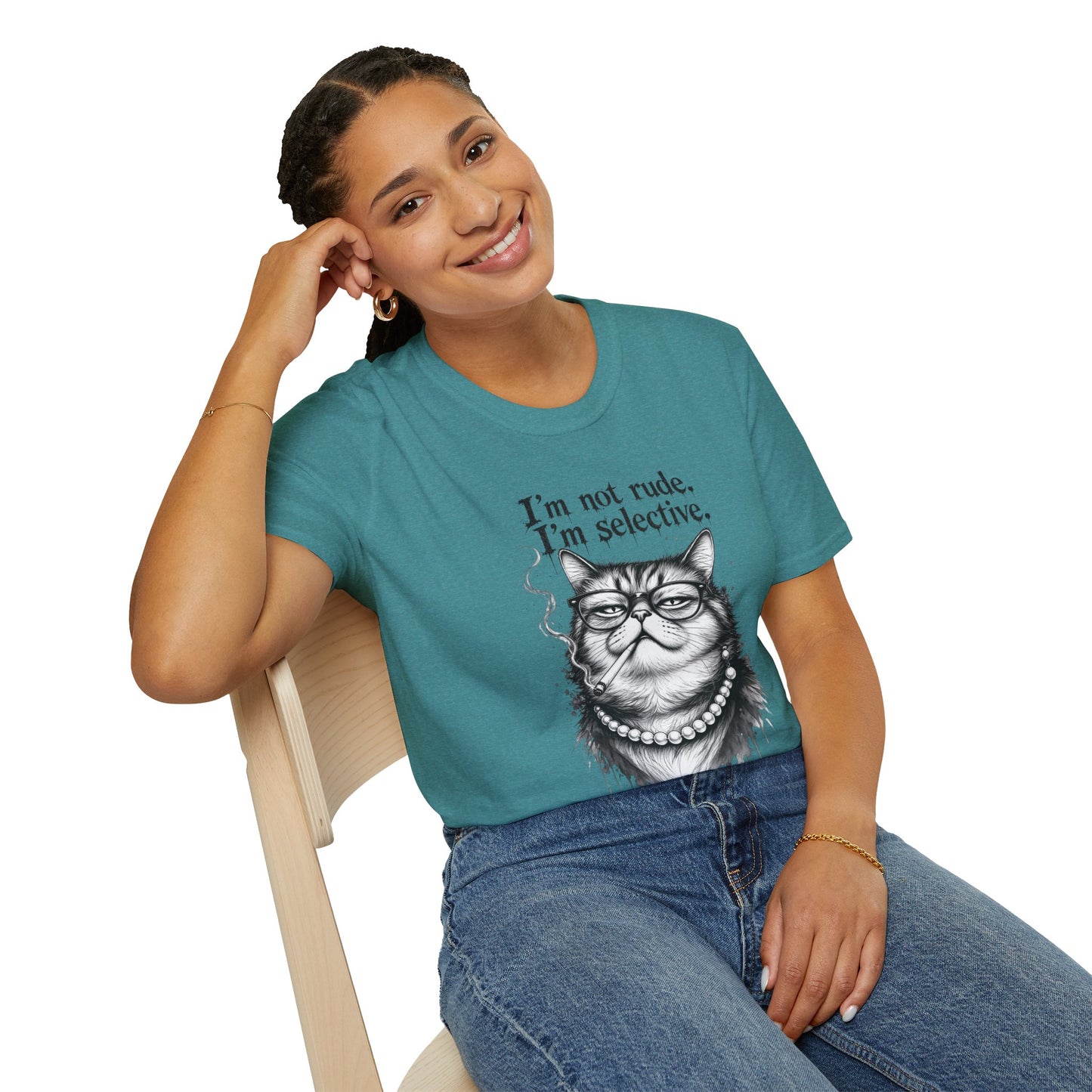 Cat Graphic T‑Shirt — "I'm Not Rude, I'm Selective" Funny Cat Tee