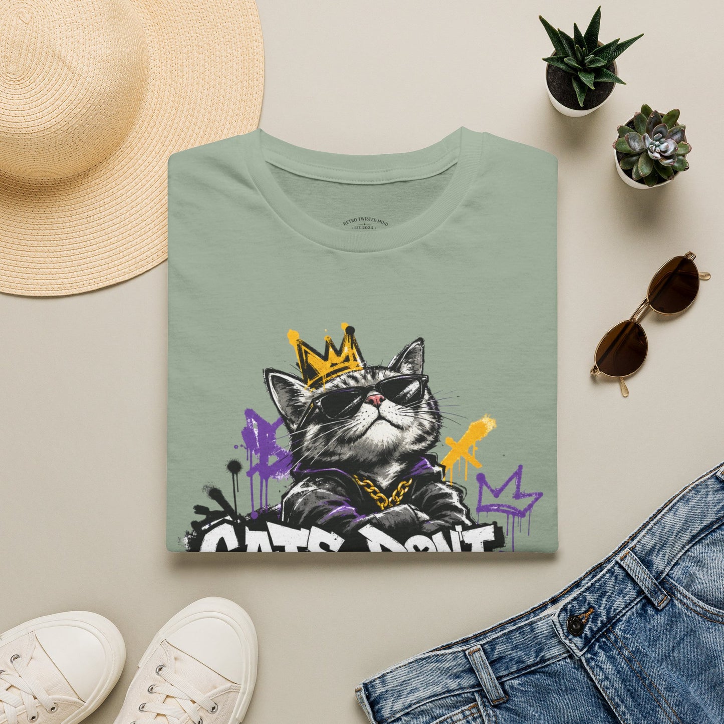 Cat Graphic Tee — "Cats Don't Have Owners They Have Staff"