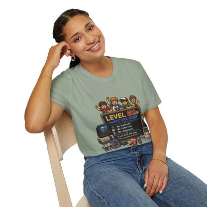 80s Level Up T-Shirt — 'Level 80s: Hardcore Mode' Retro Gaming Tee