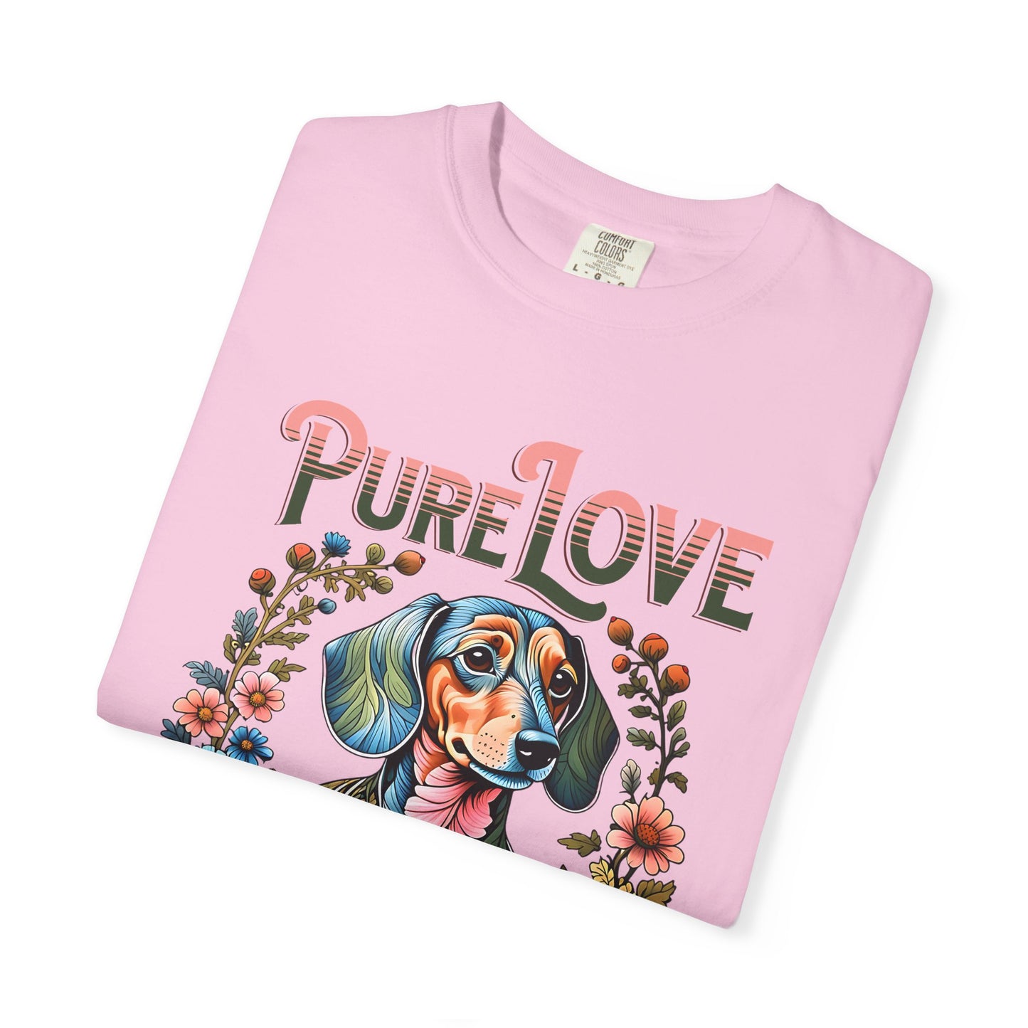 Pure Love Dog Art Unisex T-Shirt - Flower Design for Animal Lovers