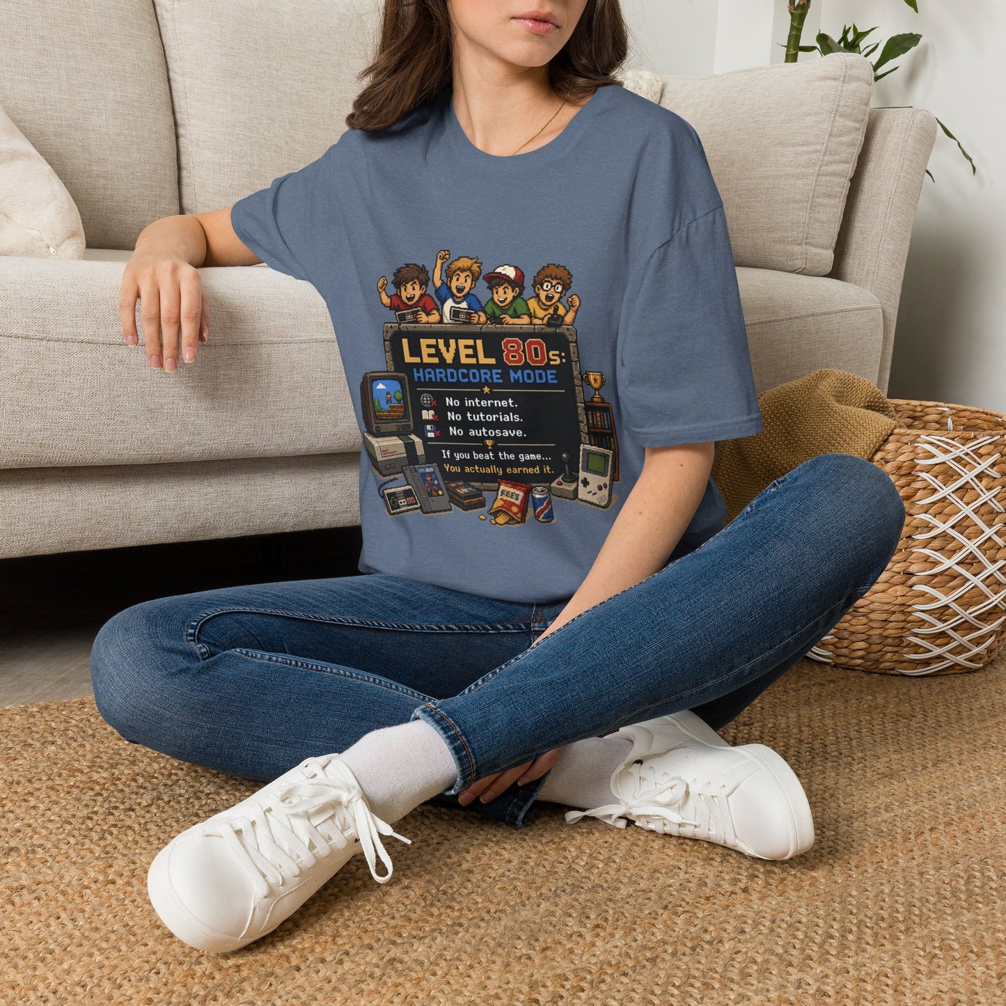 80s Level Up T-Shirt — 'Level 80s: Hardcore Mode' Retro Gaming Tee
