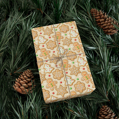 Gingerbread Pattern Gift Wrap Paper — Festive Holiday Wrapping Sheets