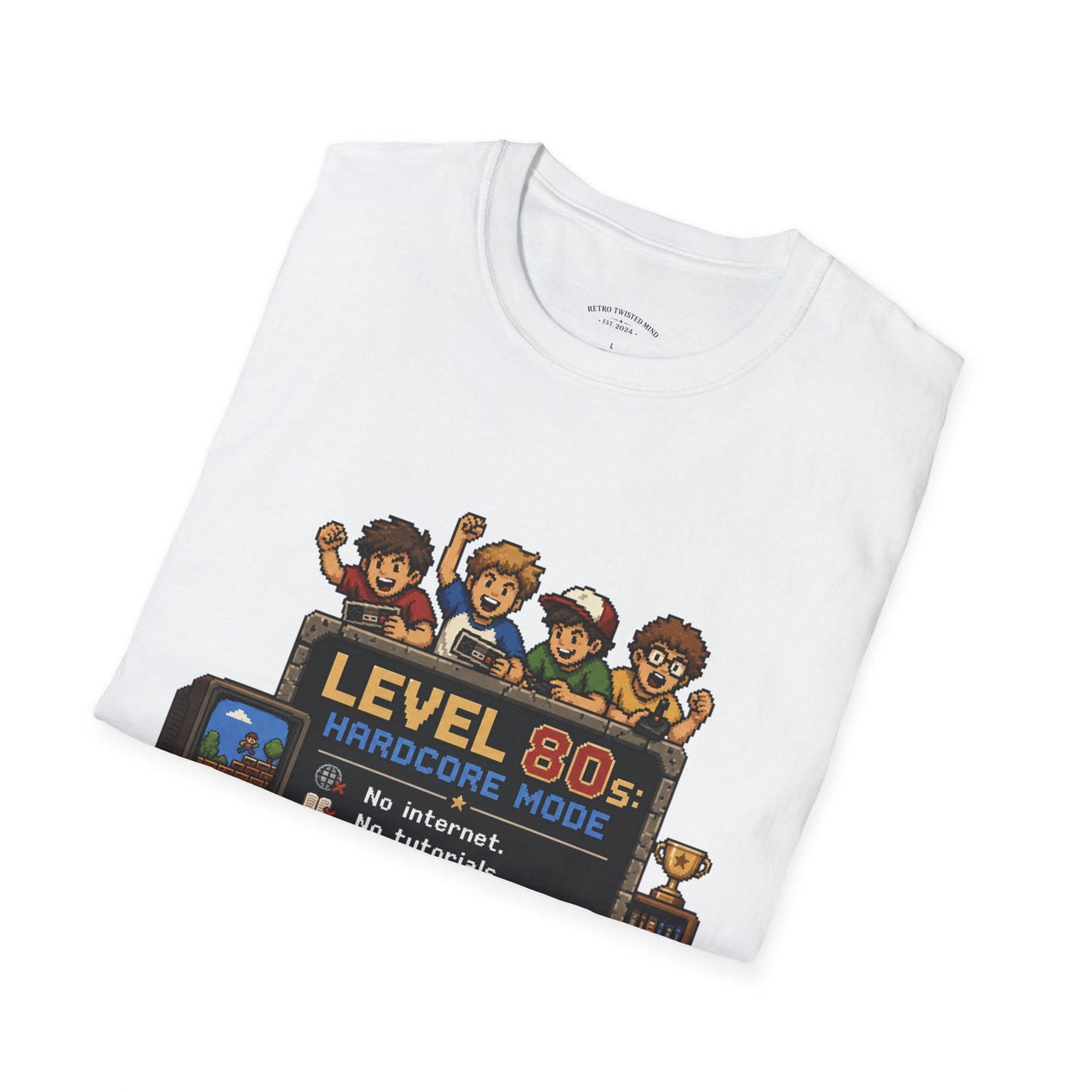 80s Level Up T-Shirt — 'Level 80s: Hardcore Mode' Retro Gaming Tee