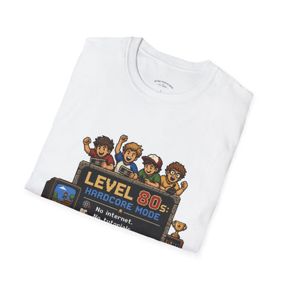 80s Level Up T-Shirt — 'Level 80s: Hardcore Mode' Retro Gaming Tee