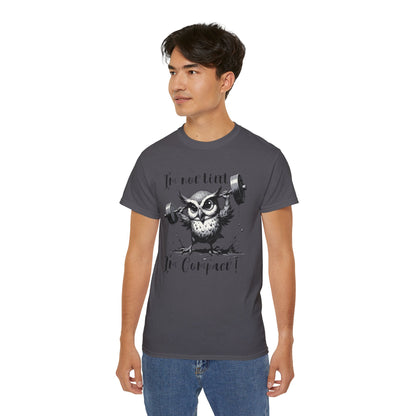 Compact Owl Weightlifting T‑Shirt — "I’m not tiny, I’m Compact!"