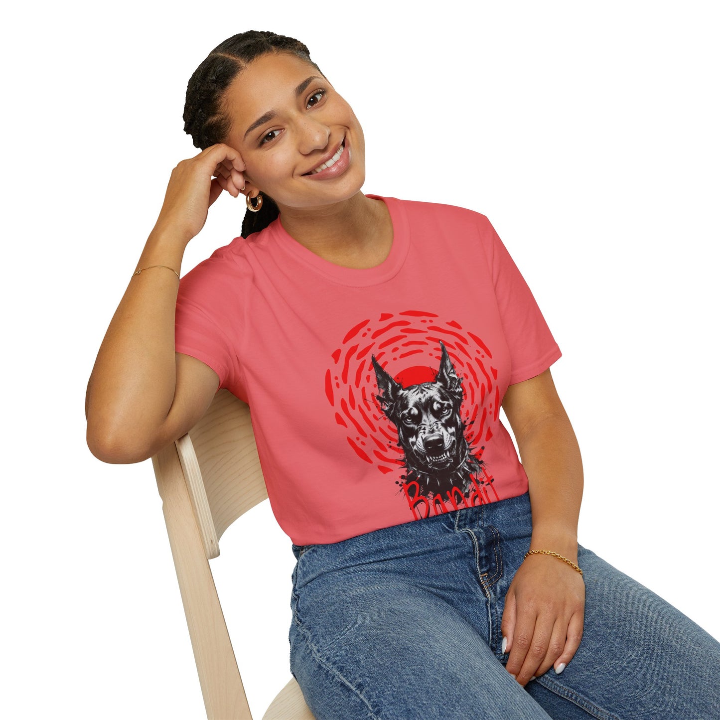 Doberman Graphic T-Shirt — Red Halo 'Bandit' Design