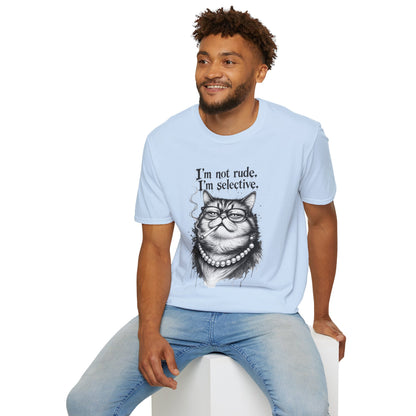 Cat Graphic T‑Shirt — "I'm Not Rude, I'm Selective" Funny Cat Tee