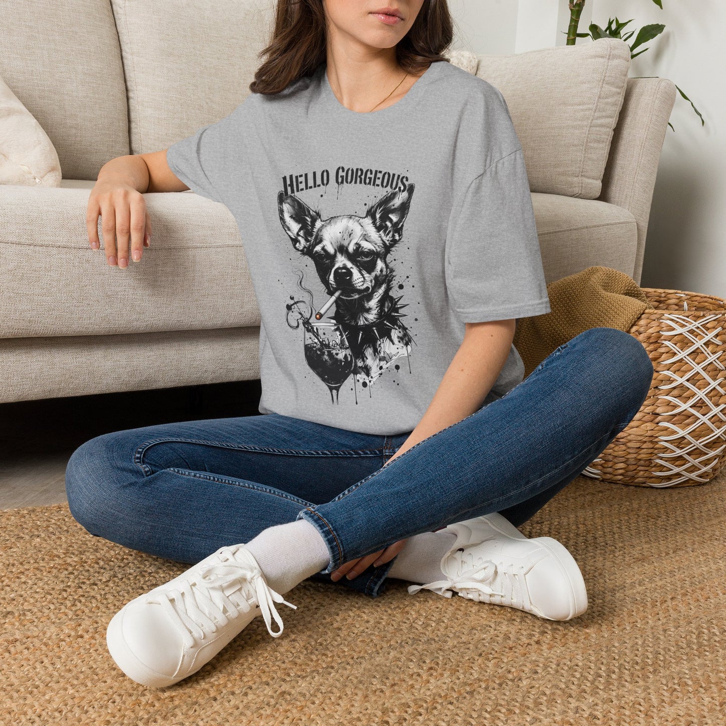 Chihuahua 'Hello Gorgeous' Tee - Cute Dog Graphic T-Shirt