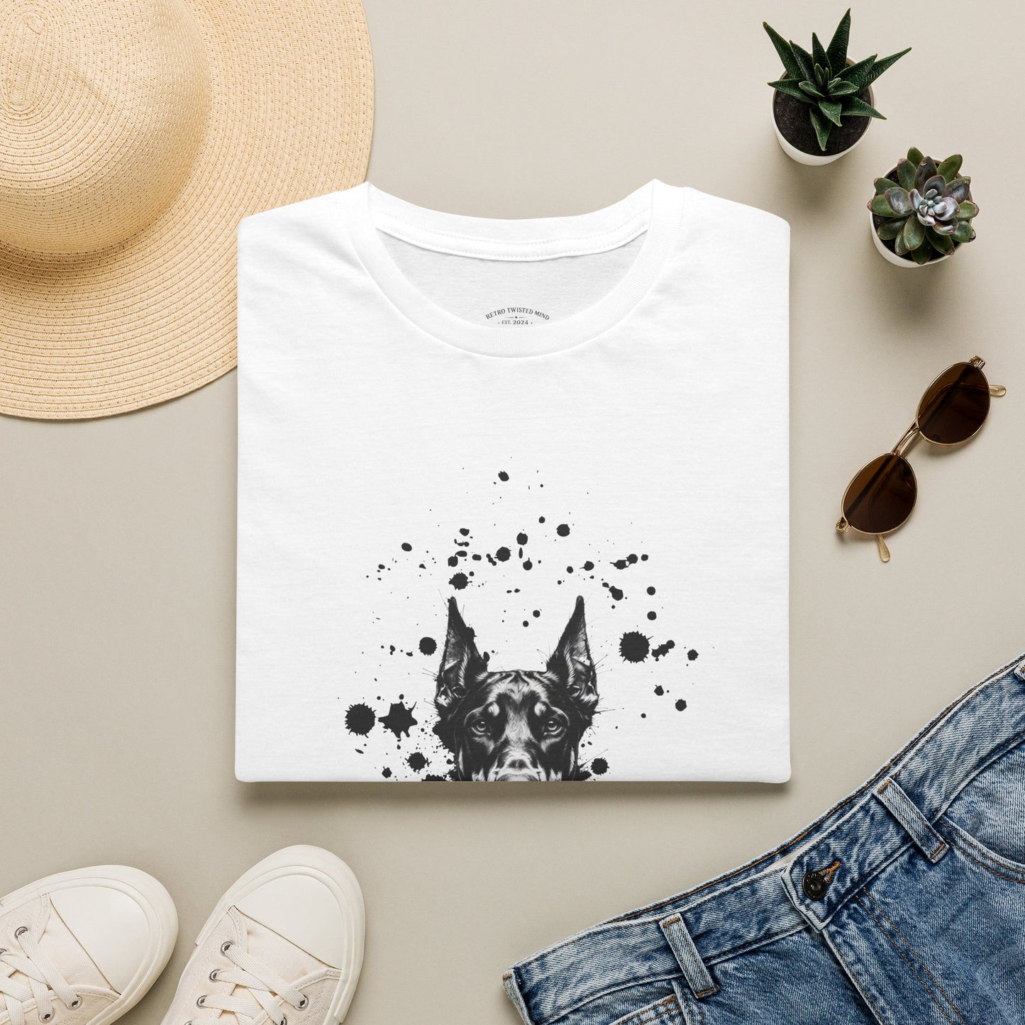 Doberman Ink Splatter T-Shirt