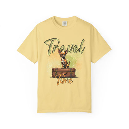 Travel Time Unisex Garment-Dyed T-Shirt - Cute Dog Design for Animal Lovers