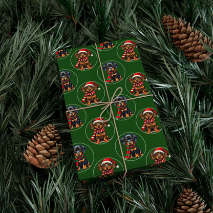 Christmas Dachshund Gift Wrap Paper — Cute Sausage Dog Holiday Wrapping Sheets