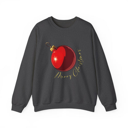 Christmas Ornament Crewneck Sweatshirt — Red Bauble "Merry Christmas" Holiday Sweater