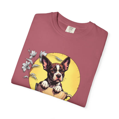 Coffee Pup Unisex Garment-Dyed T-shirt - Cute Dog Lovers Tee