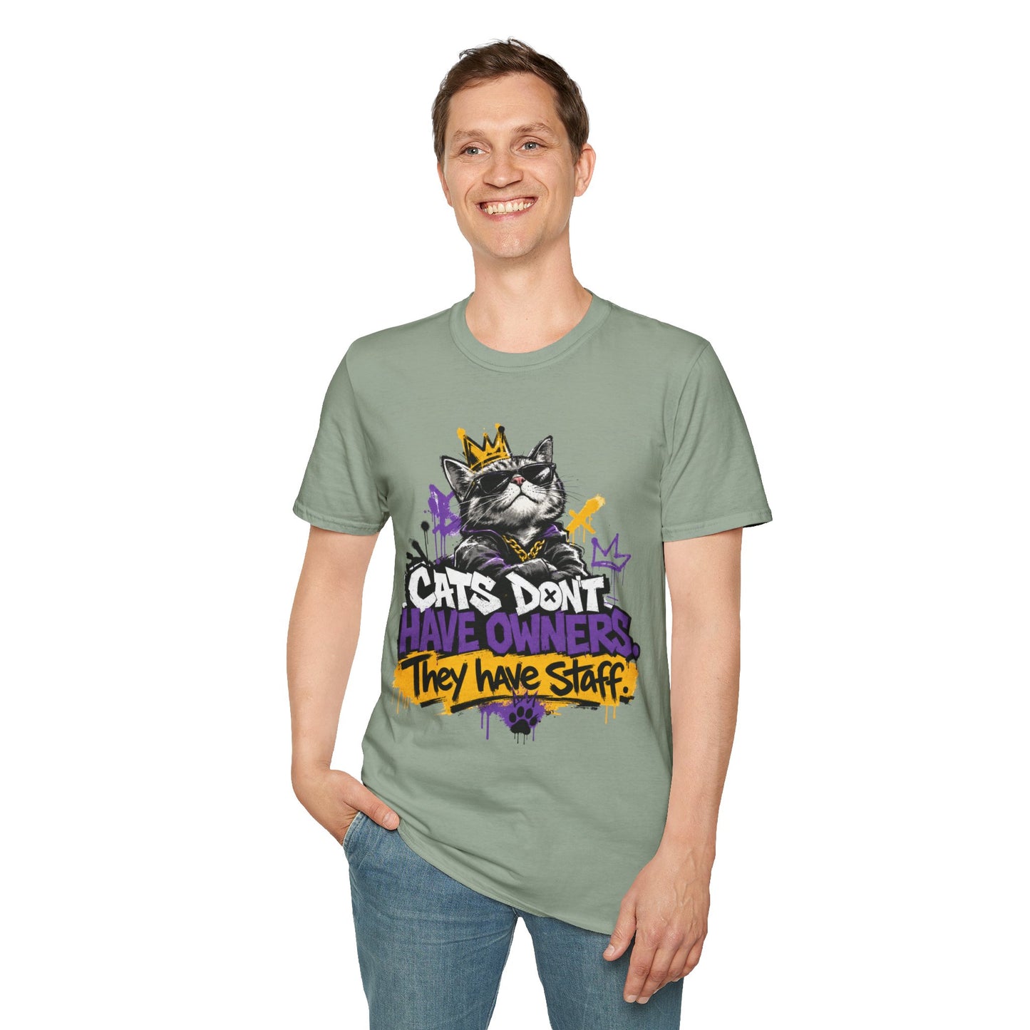 Cat Graphic Tee — "Cats Don't Have Owners They Have Staff"