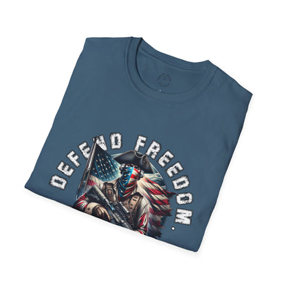 Defend Freedom Unisex Softstyle T-Shirt - Patriotic Graphic Tee