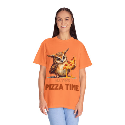 Pizza Time Owl T-Shirt — Cute Owl Eating Pizza Graphic Tee