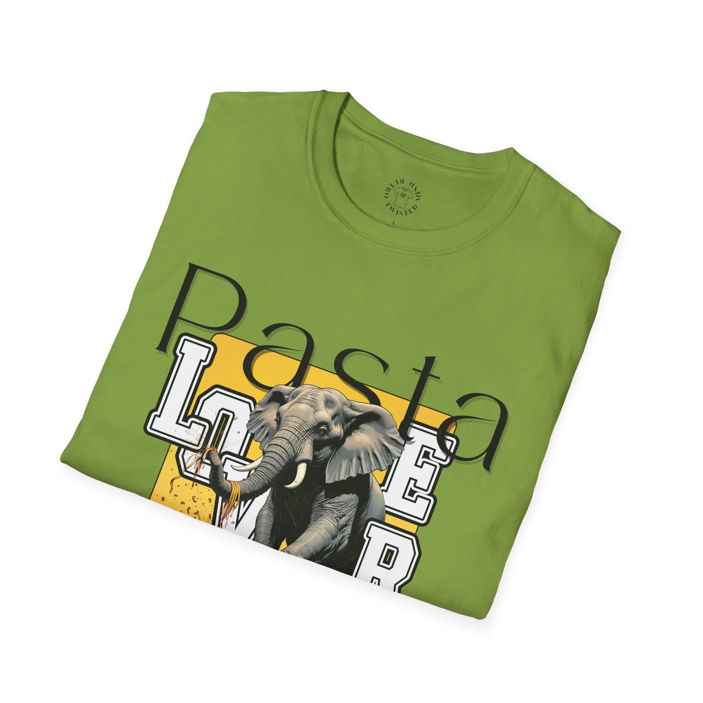 Pasta Lover Unisex Softstyle T-Shirt - Playful Elephant Graphic Tee,elephant,twisted
