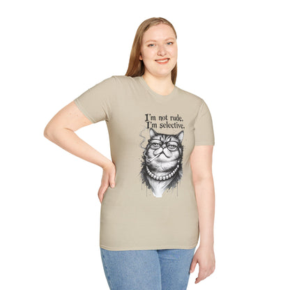 Cat Graphic T‑Shirt — "I'm Not Rude, I'm Selective" Funny Cat Tee