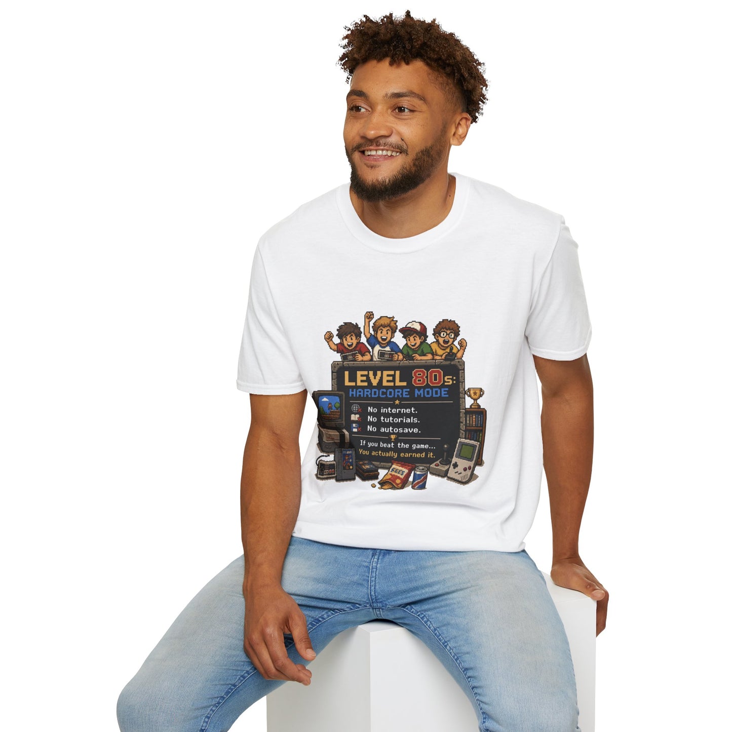 80s Level Up T-Shirt — 'Level 80s: Hardcore Mode' Retro Gaming Tee