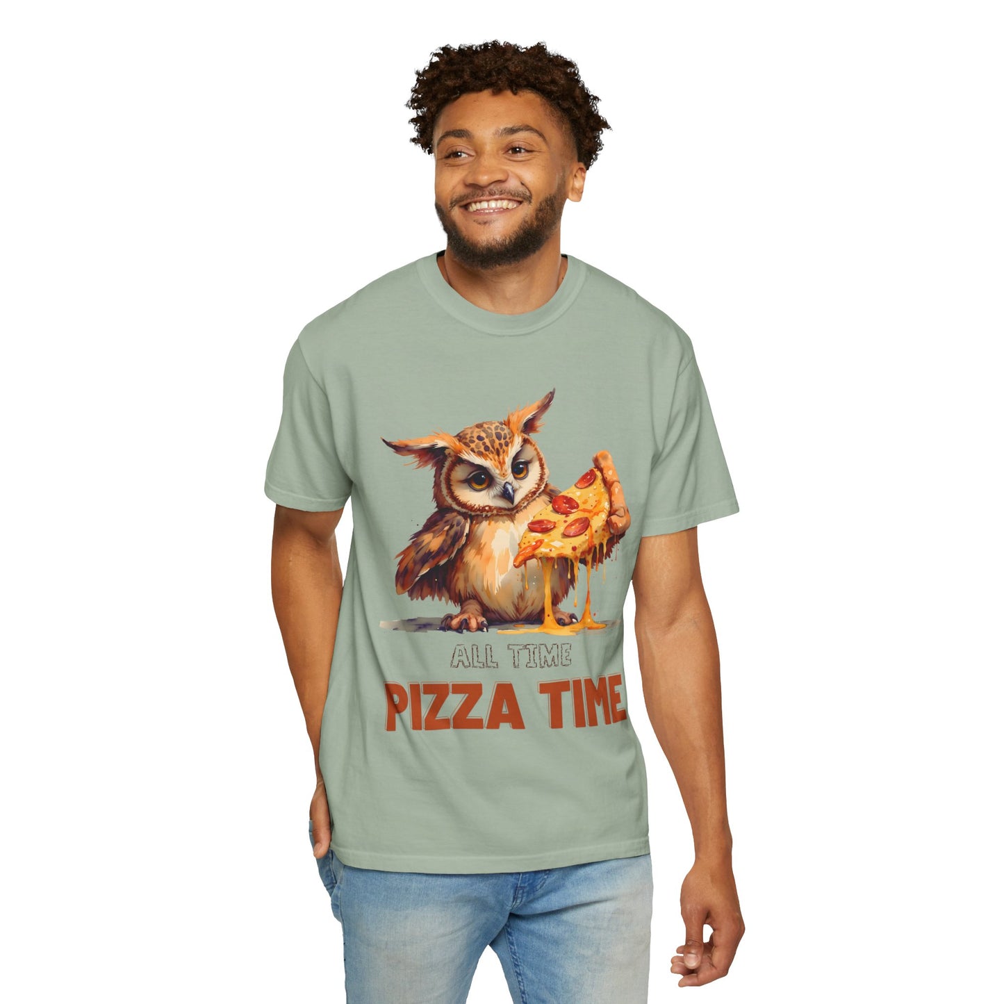 Pizza Time Owl T-Shirt — Cute Owl Eating Pizza Graphic Tee