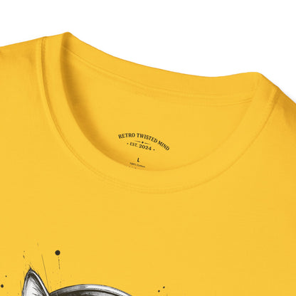 T-Shirt — Cat with Headphones "Mentally: Somewhere Else" – Cute Relaxed Graphic Tee for Cat Lovers