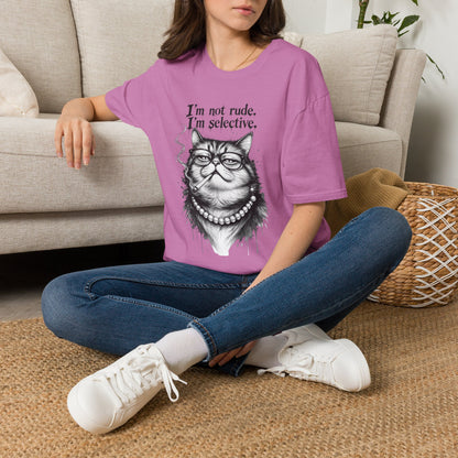 Cat Graphic T‑Shirt — "I'm Not Rude, I'm Selective" Funny Cat Tee