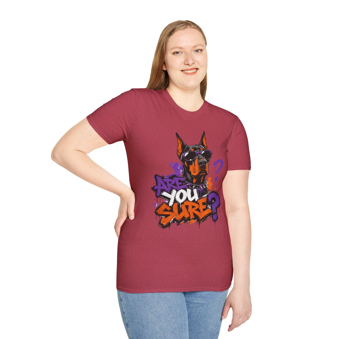 Doberman Graffiti T-Shirt — "You Sure?" Street Art Dog Tee