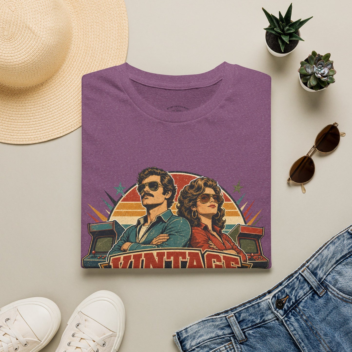 Vintage Human T-Shirt — Retro 70s Duo Graphic Tee