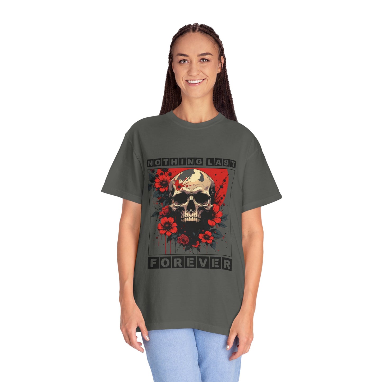 Edgy Skull Graphic T-Shirt - Unique Casual Wear, Unisex Streetwear, Gift for Music Lovers, Halloween Costume, Forever Quote Tee