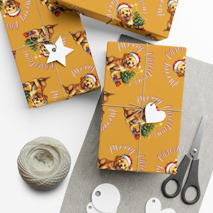 Christmas Puppy Gift Wrap Paper — Cute Holiday Dog Pattern Wrapping Sheets