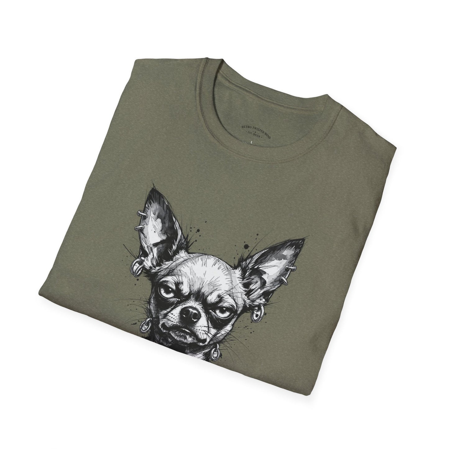 Chihuahua Portrait T‑Shirt — Expressive Black & White Dog Art Tee