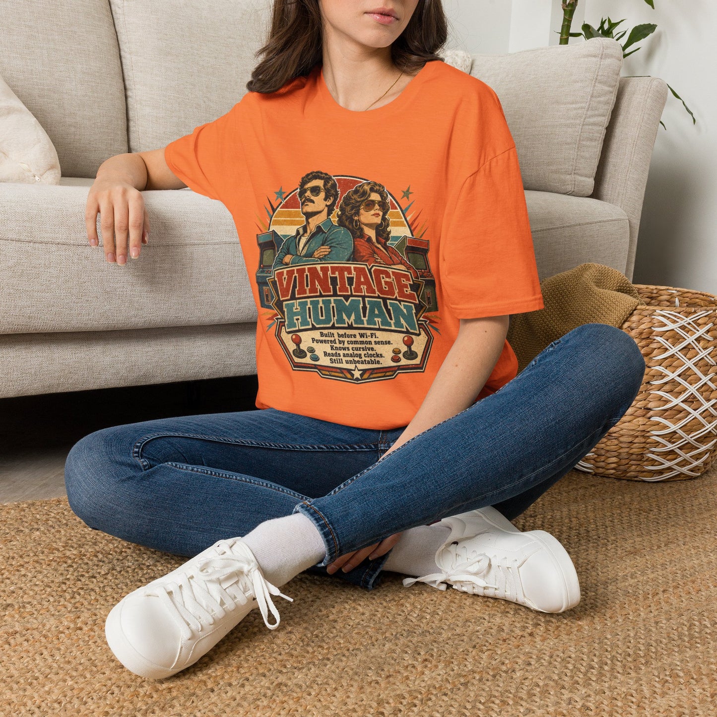 Vintage Human T-Shirt — Retro 70s Duo Graphic Tee