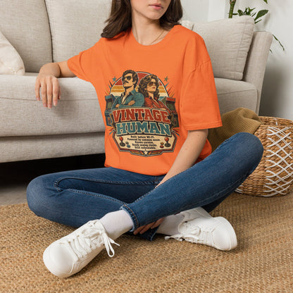 Vintage Human T-Shirt — Retro 70s Duo Graphic Tee
