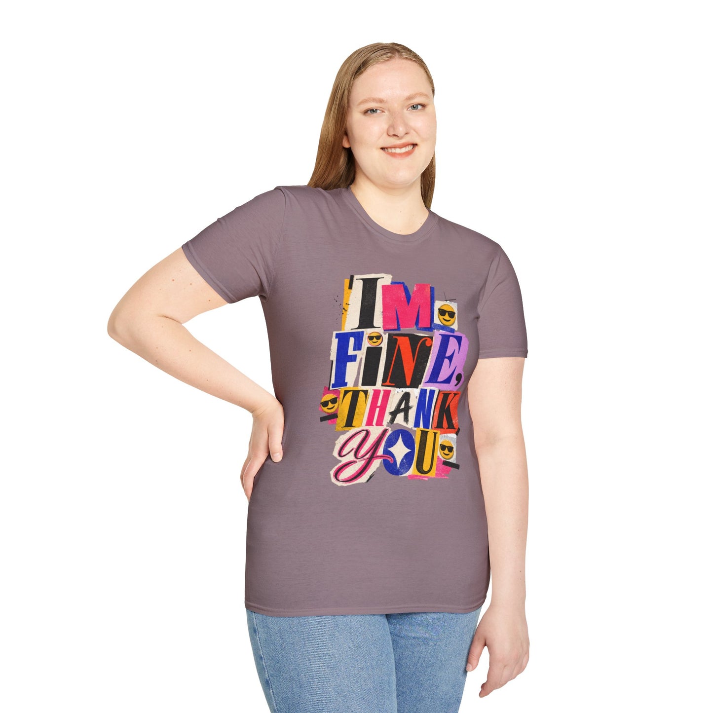 T-Shirt — "I'M FINE, THANK YOU" Retro Collage Graphic Tee